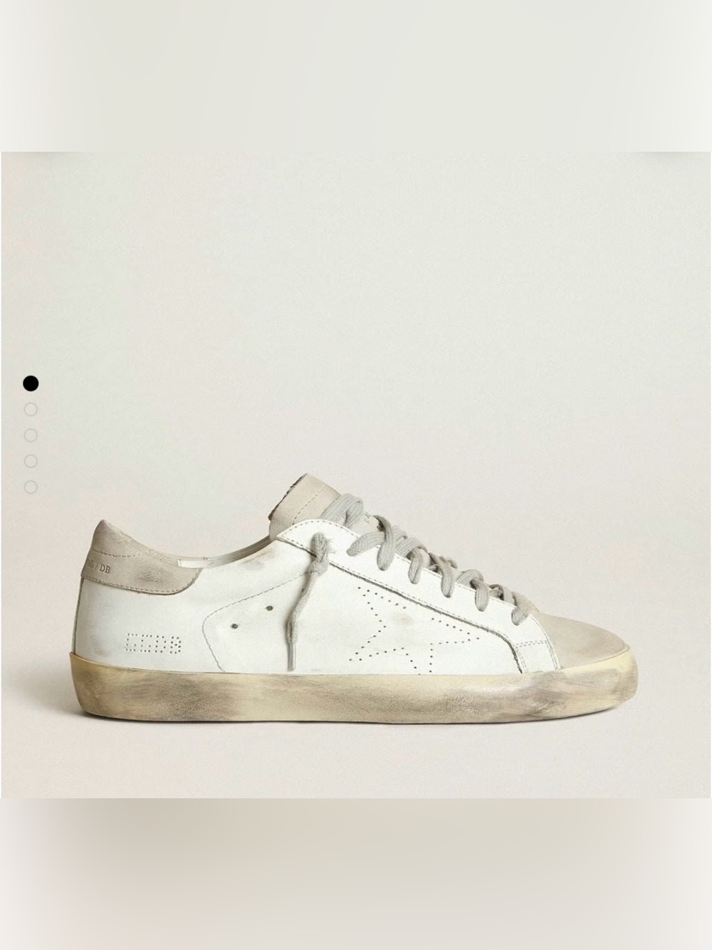 Golden Goose Super-Star White Leather Distressed Sneakers, Beige EU 37 / US 7